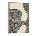 Obraz w ramie 80x120 - Harmonijne Kształty - abstrakcyjne ryciny, czarno biały - rama drewno