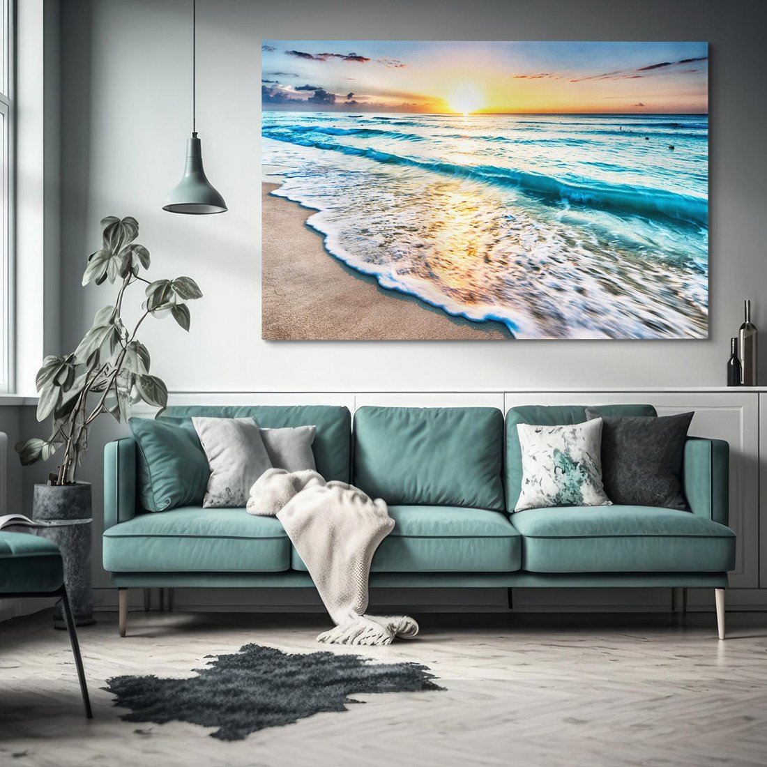 Obraz na płótnie 100x70 - Spokój morza: moment relaksu - plaża, morze