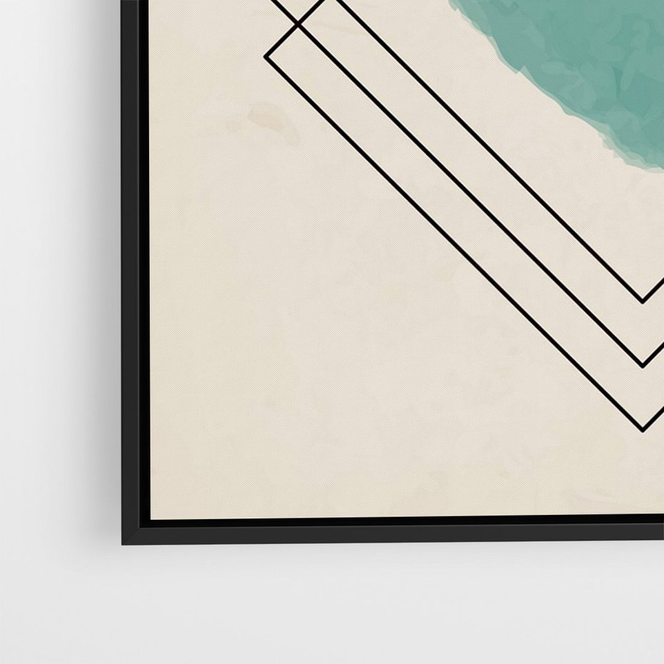 Obraz w ramie 70x100 - Impresje Przestrzeni - akwarelowa plama, geometryczne szkicowane kształty - rama czarna