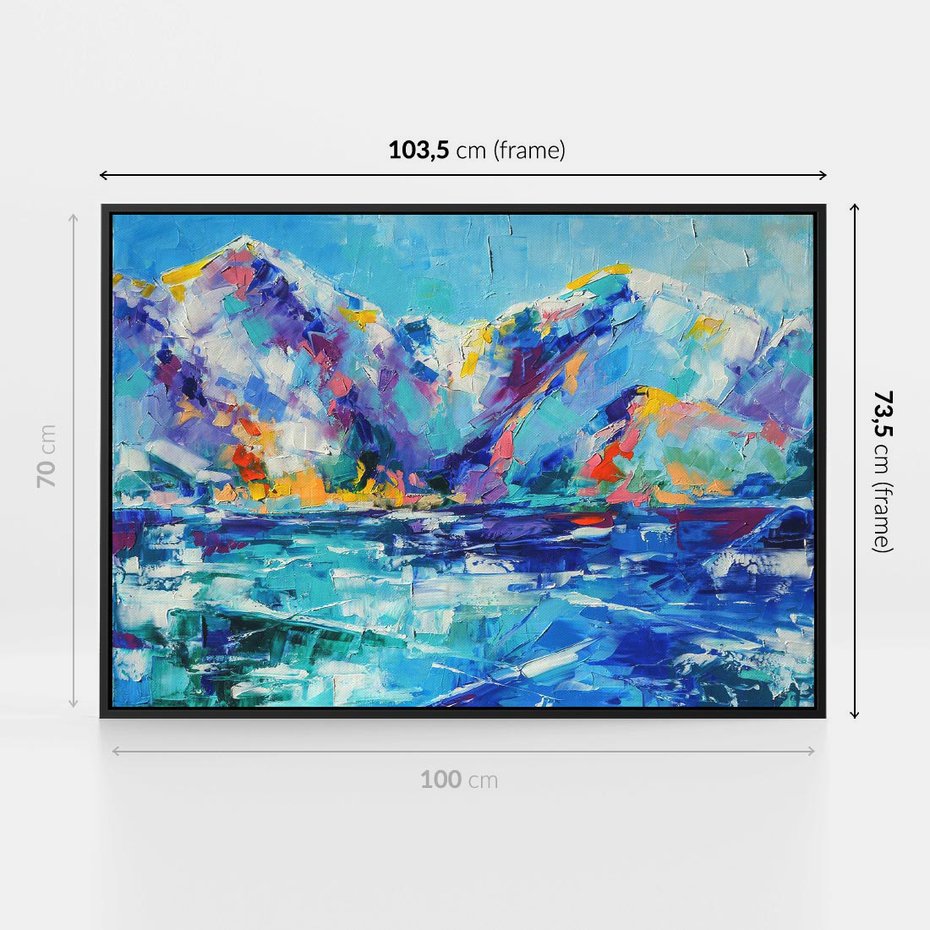 Obraz w ramie 100x70 - Mistyka Górskich Marzeń - abstrakcja, pejzaż gór - rama czarna