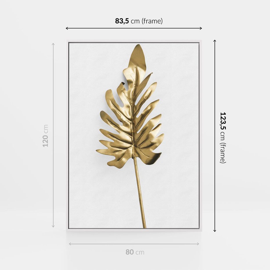 Obraz w ramie 80x120 - Ponadczasowy Urok - złote, liście - rama biała