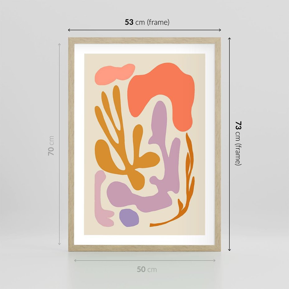 Plakat w ramie 50x70 - Ekspresjonistyczne Impulsy - abstrakcyjny obraz, pastelowe kolory - rama drewno