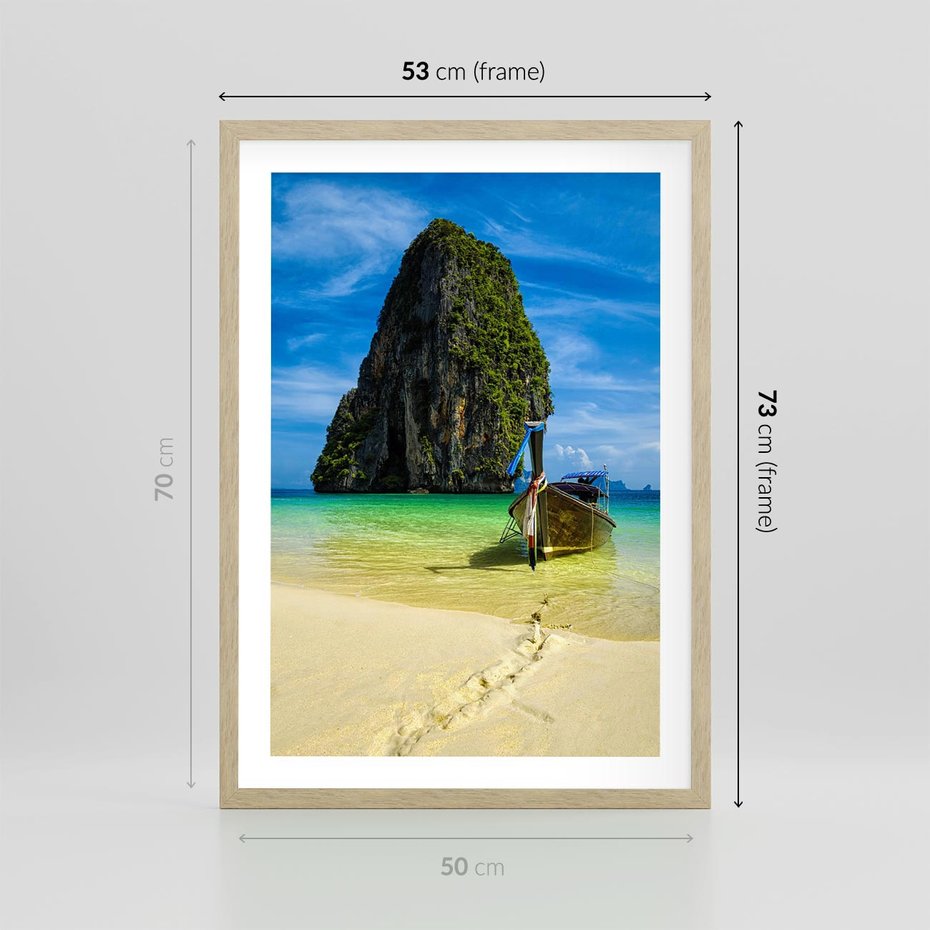 Plakat w ramie 50x70 - Łódź nad Morzem - łodź, morze - rama drewno