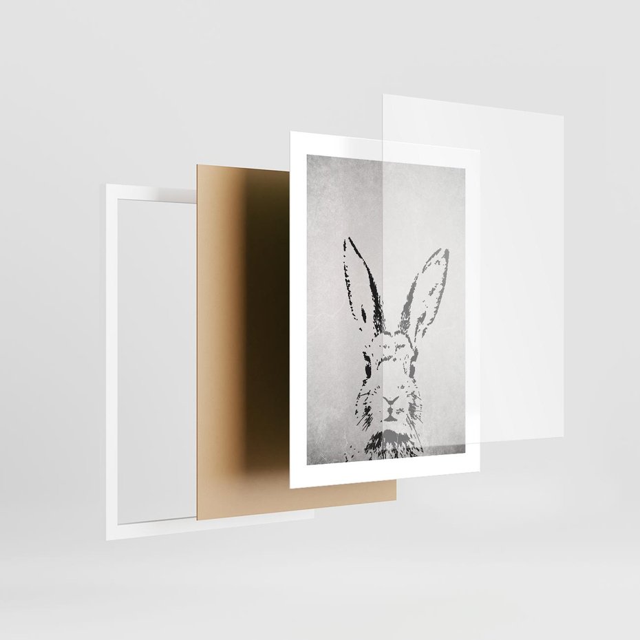 Plakat w ramie 30x40 - Szkicowany królik w grafice - szkic, królik - rama biała