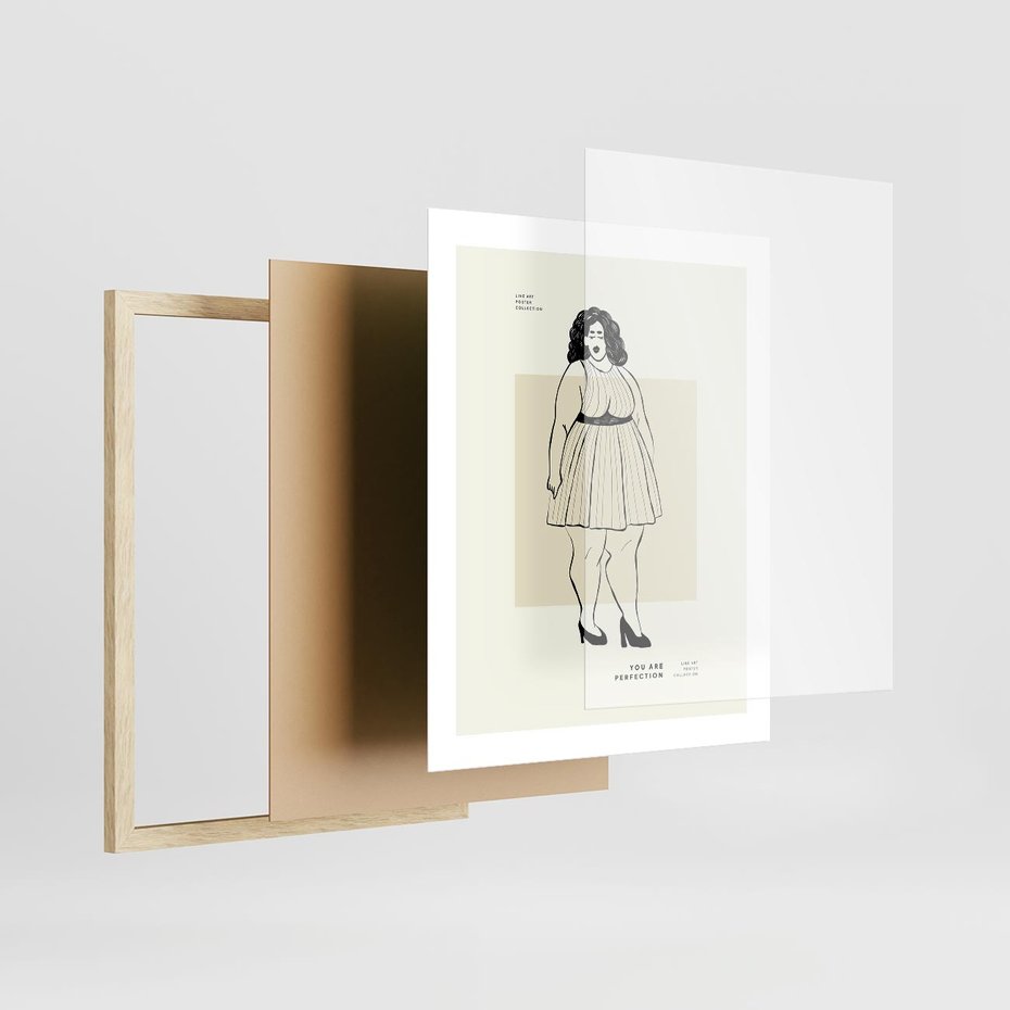 Plakat w ramie 40x50 - Ekspresja Wewnętrznych Emocji - kobieta, samoakceptacja - rama drewno