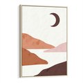 Obraz w ramie 70x100 - Księżycowa Refleksja - nowoczesna sztuka, góry - rama drewno
