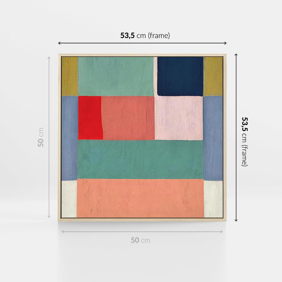 Obraz w ramie 50x50 - Bezgraniczne Nastroje Harmonii - abstrakcyjne geometryczne kształty, olejny obraz - rama drewno