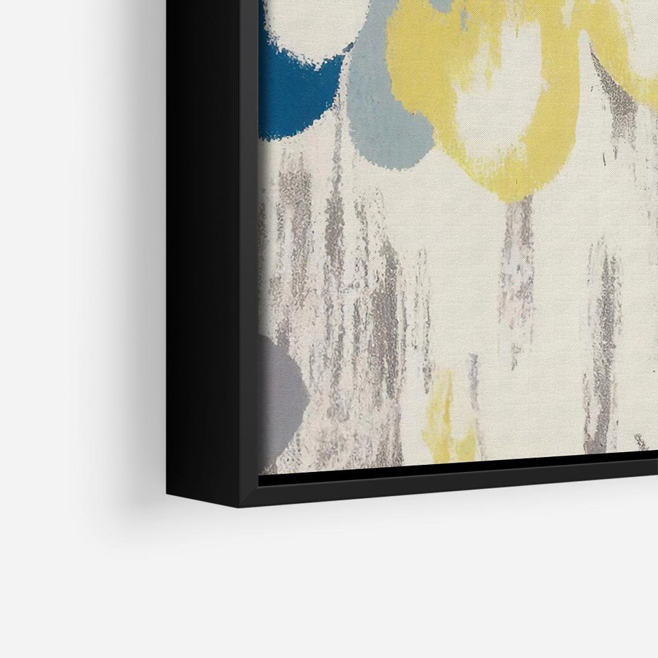 Obraz w ramie 50x50 - Kwiatowe Impresje - malowane duże kwiaty, kolory żółty - rama czarna