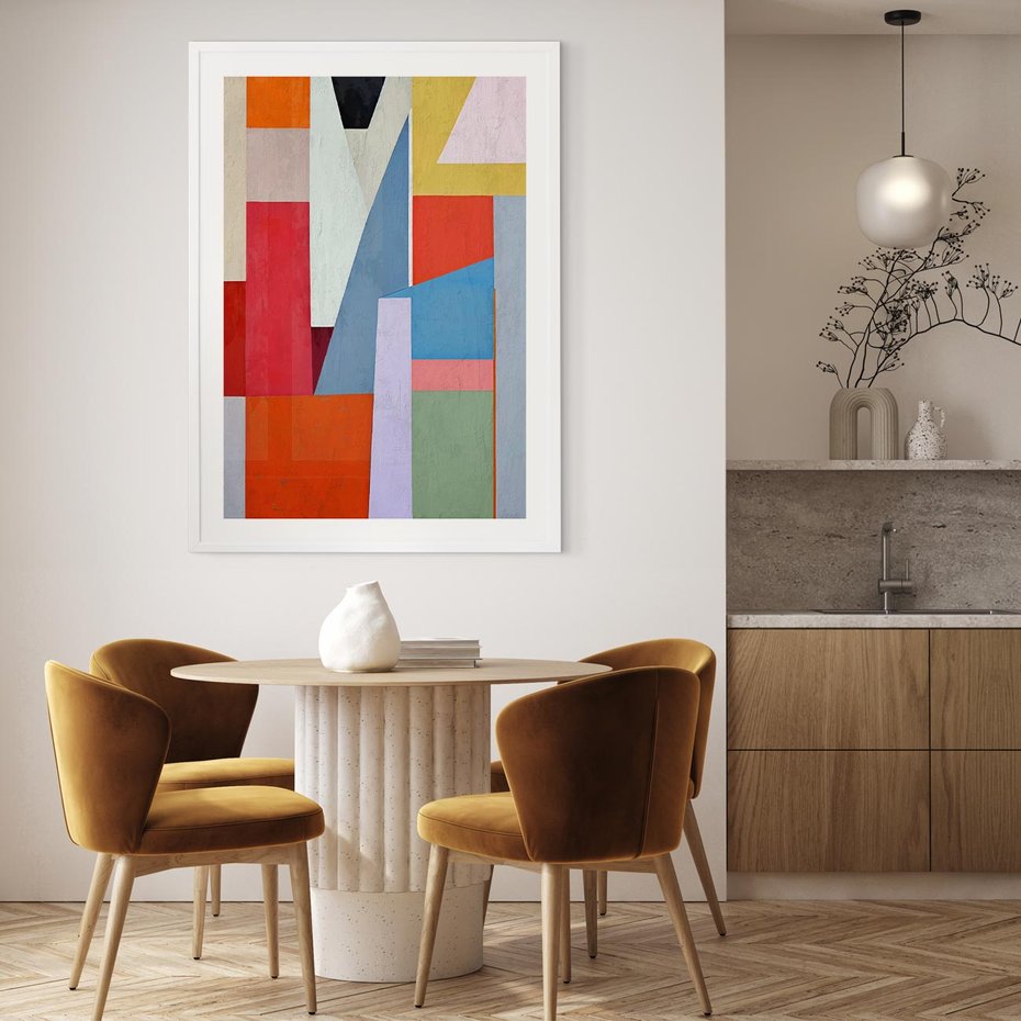 Plakat bez ramy 21x30 - Migotliwe Nastroje Kształtów - różne geometryczne formy, olejny obraz