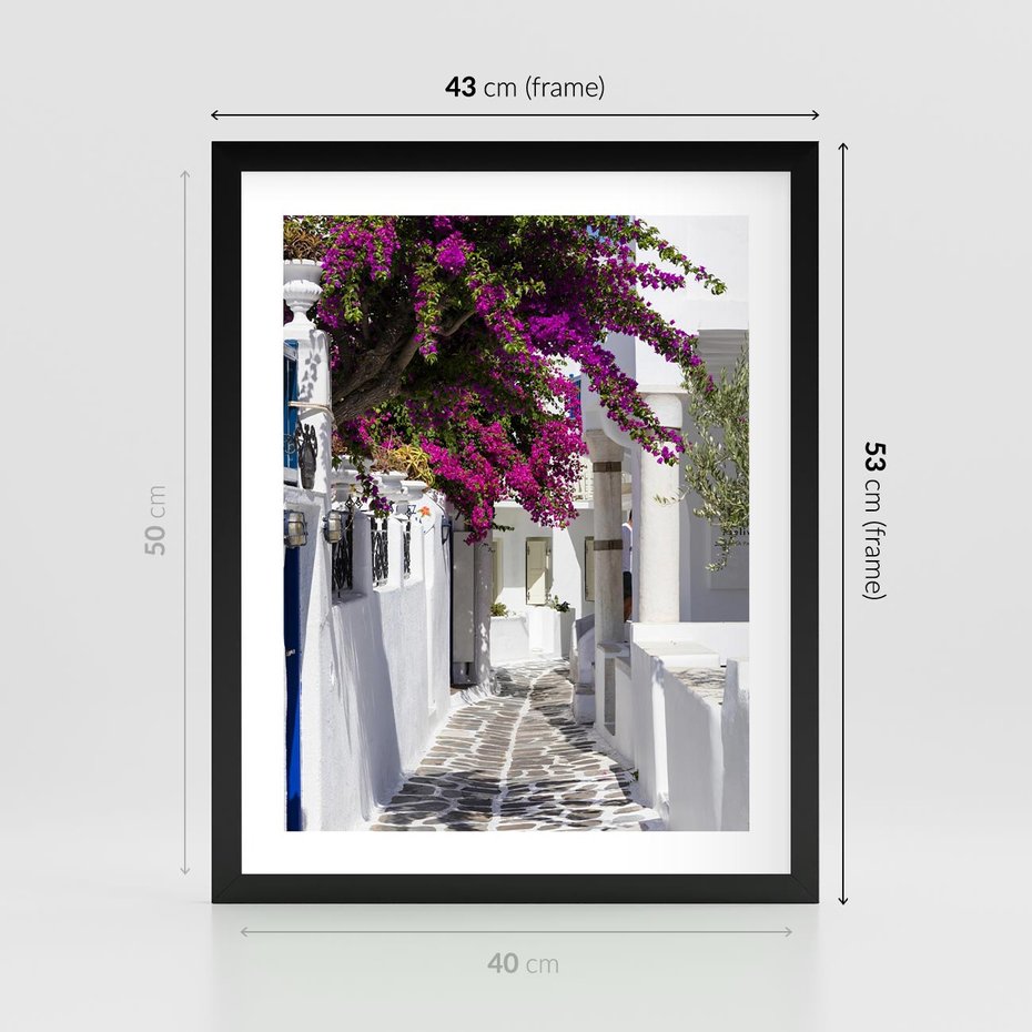 Plakat w ramie 40x50 - Mroczna Tajemnica - uliczka, perspektywa - rama czarna