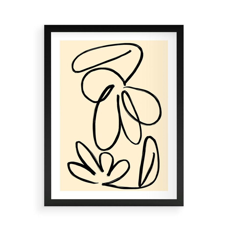 Plakat w ramie 50x70 - Złamane Granice - abstrakcyjna sztuka, przypominająca kwiat - rama czarna