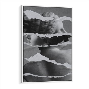 Obraz w ramie 50x70 - Kolaż z Antyczną Rzeźbą - antyczna rzeźba, kolaż ze zdjęć - rama biała