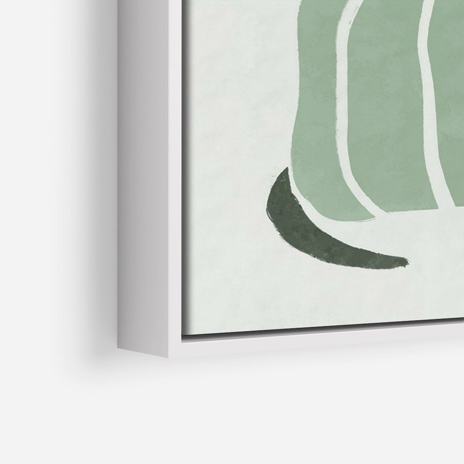 Obraz w ramie 80x120 - Zielona Równowaga - abstrakcyjny zielony ślimak, skandynawski design - rama biała