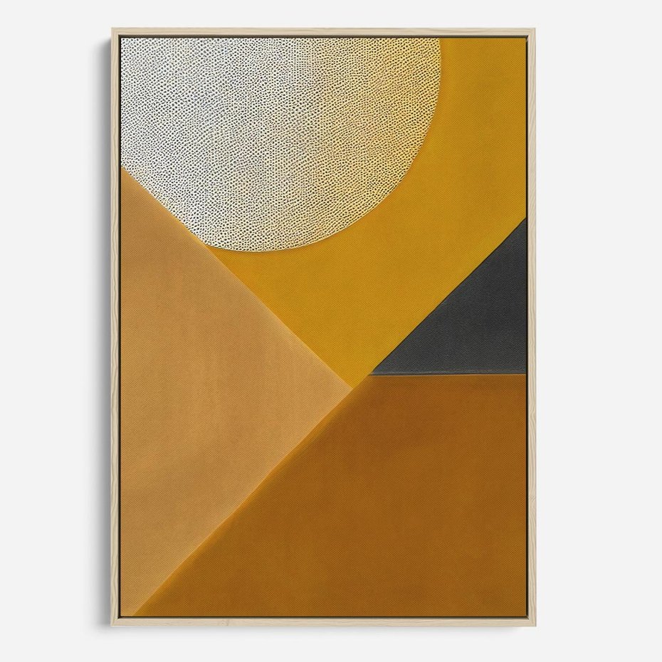 Obraz w ramie 50x70 - Harmonia migoczących ognisk - intensywne ciepłe kolory, słoneczny żółty - rama drewno