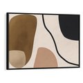 Obraz w ramie 100x70 - Harmonia chaosu i porządku - abstrakcyjne kształty, kolory beżu i brązu - rama czarna