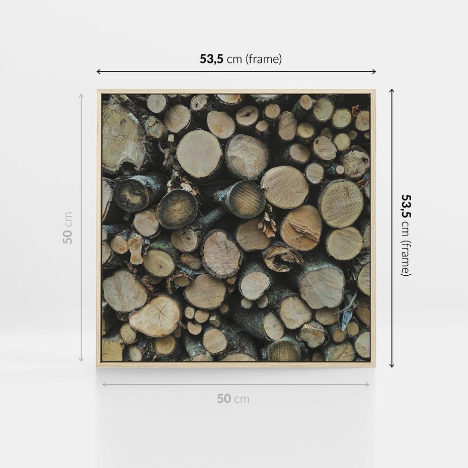 Obraz w ramie 50x50 - Bliskość Natury - drewno, las - rama drewno