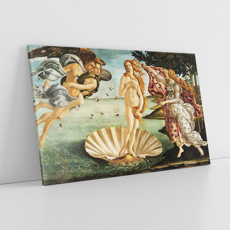 Obraz na płótnie 120x80 - "Narodziny Wenus" (1485), Sandro Botticelli - Reprodukcja - reprodukcja, obraz na płótnie