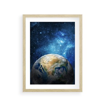 Plakat w ramie 50x70 - Kosmiczne Horyzonty - Ziemia, kosmos - rama drewno