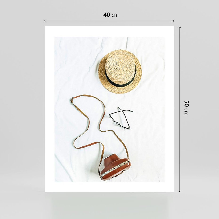 Plakat bez ramy 40x50 - Artystyczna Dusza - boho kompozycja, kapelusz słomkowy