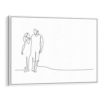 Obraz w ramie 120x80 - Wspólne Kroki - line art, szkic - rama biała