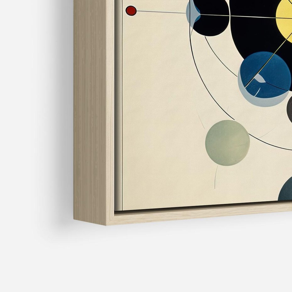 Obraz w ramie 50x50 - Bezgraniczny Taniec Światła - abstrakcyjna geometryczna kompozycja, koła linie - rama drewno