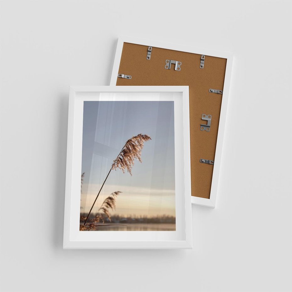 Plakat w ramie 30x40 - Naturalna Delikatność - trawy, boho - rama biała