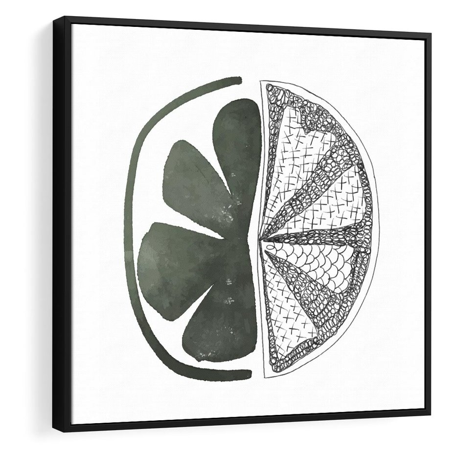 Obraz w ramie 50x50 - Cytrynowe Echo - minimalistyczny plakat, cytryna - rama czarna