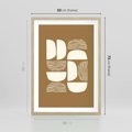 Plakat w ramie 50x70 - Wewnętrzne Spektrum - geometryczne boho kształty na brązowym, karmelowym tle - rama drewno