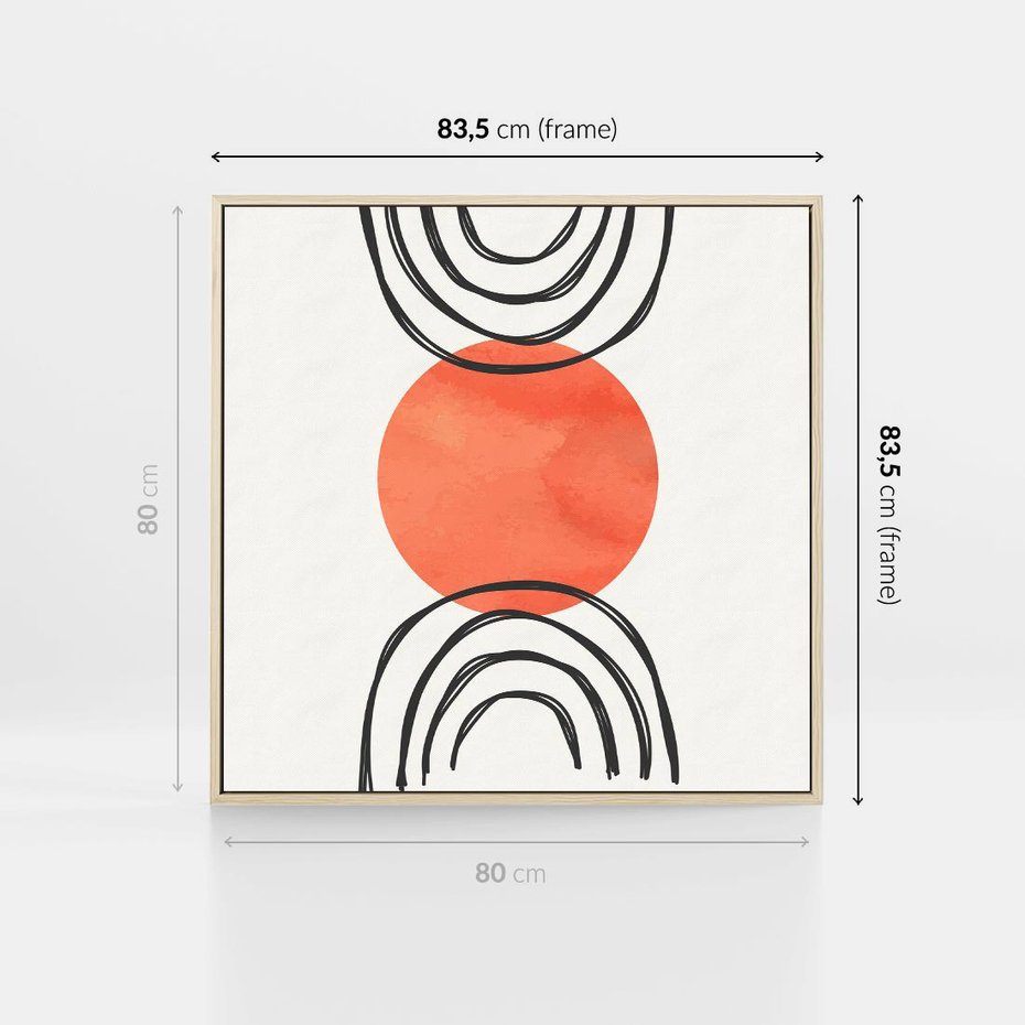 Obraz w ramie 80x80 - Lustrzane Widzenie - koło, boho styl - rama drewno