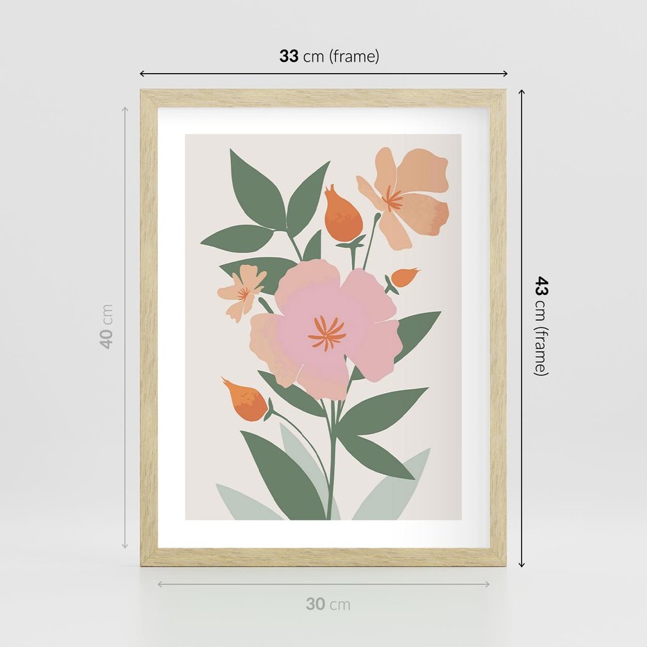 Plakat w ramie 30x40 - Kwiatowe Nastroje - kwiat, sztuka nowoczesna - rama drewno