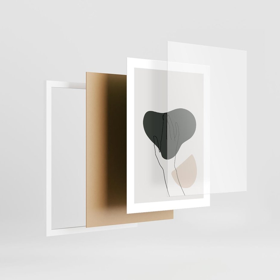 Plakat w ramie 30x40 - Bezczasowe Echo - szkic jedną linią, one line - rama biała