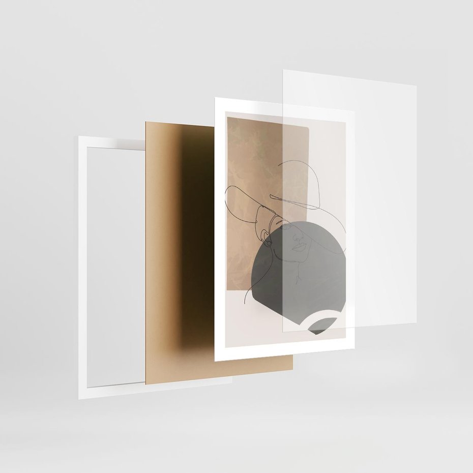 Plakat w ramie 50x70 - Geometryczna Elegancja: One Line - geometria, nowoczesna sztuka - rama biała