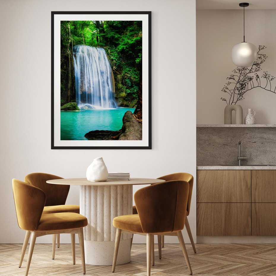 Plakat bez ramy 21x30 - : Moc Natury - wodospad, rzeka