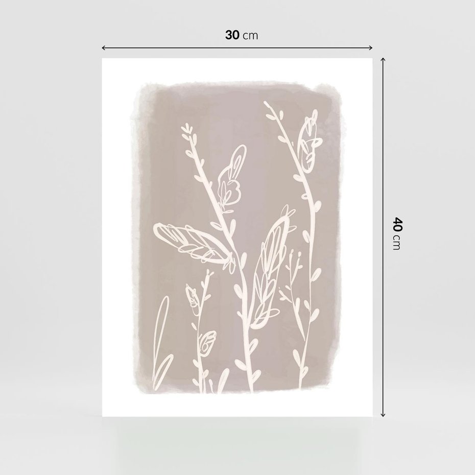 Plakat bez ramy 30x40 - Roślinne Przeniknięcia - nowoczesny subtelny plakat, beżowy