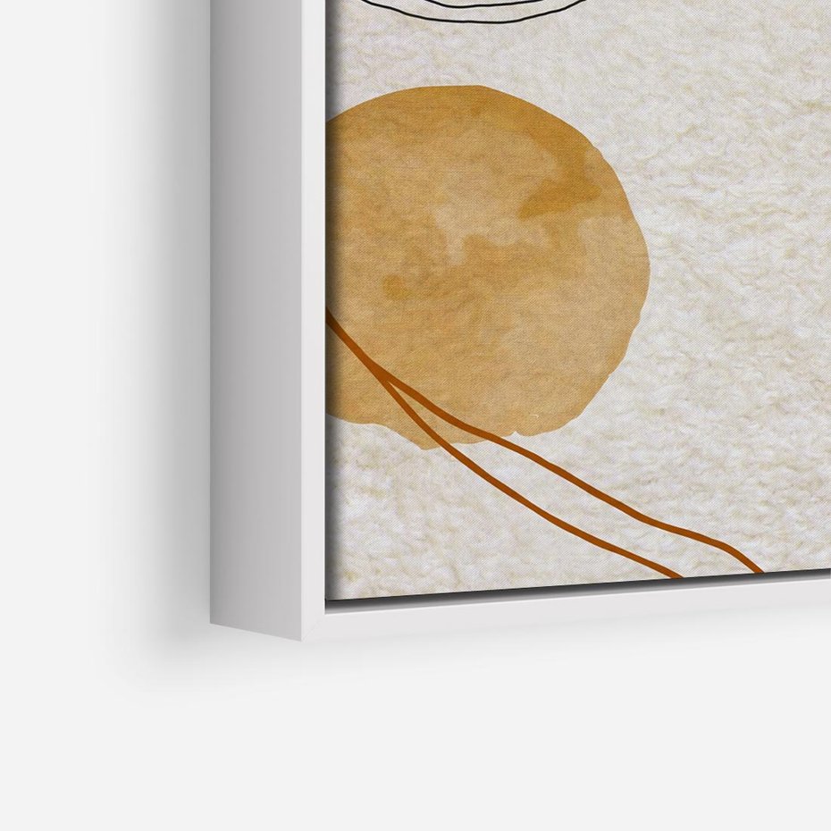 Obraz w ramie 50x50 - Liście i Geometrie - nowoczesny, akwarelowe plamy - rama biała