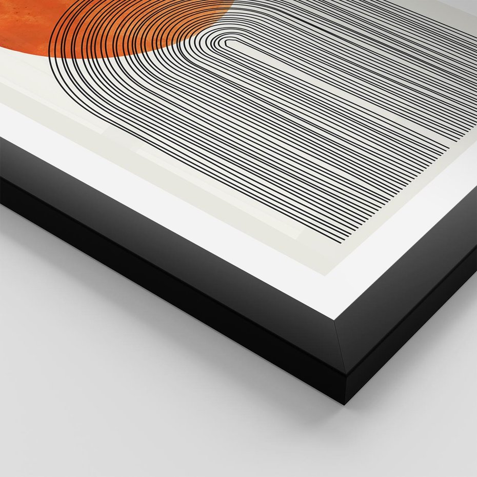 Plakat w ramie 50x70 - Abstrakcyjne Pulsacje - koło, boho styl - rama czarna