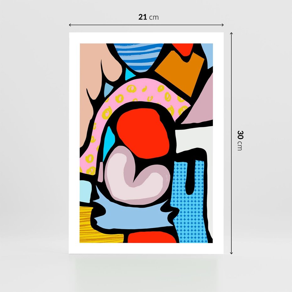 Plakat bez ramy 21x30 - Czarny Komiks - abstrakcyjne formy, komiksowy styl