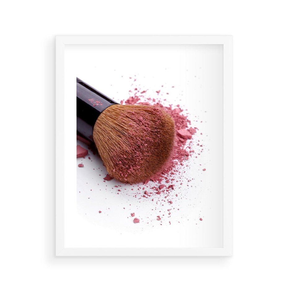 Plakat w ramie 40x50 - Makijaż w kolorze pędzla - makijaż, pędzel - rama biała