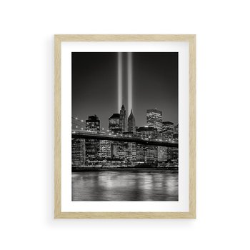 Plakat w ramie 30x40 - Miasto ożywione nocą - miasto, noc - rama drewno