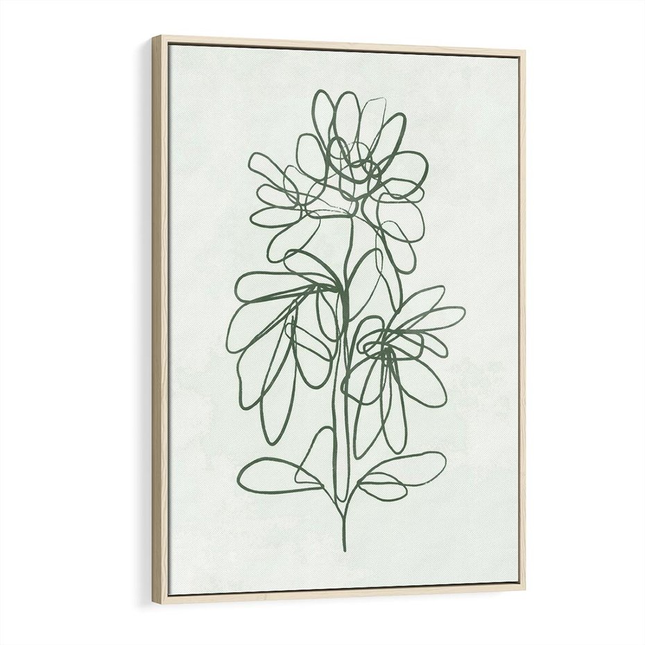 Obraz w ramie 80x120 - Spokojne Poddanie Naturze - zielony plakat, roślinne inspiracje - rama drewno