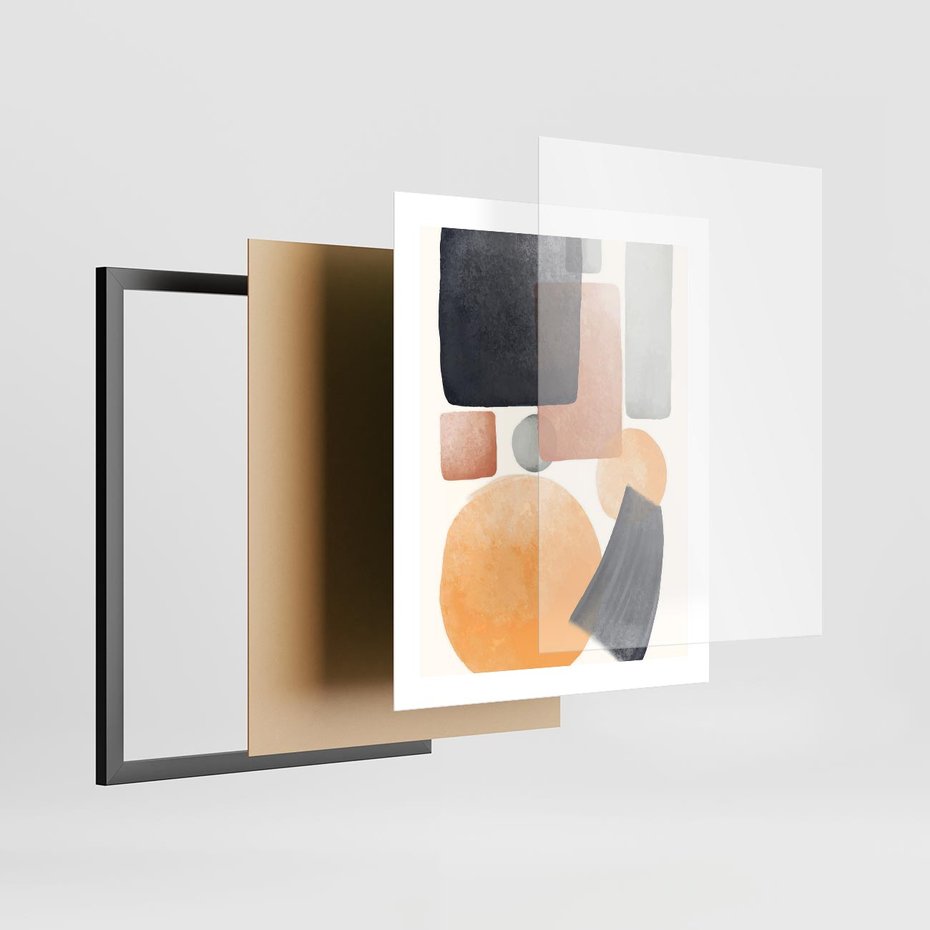 Plakat w ramie 40x50 - Geometria w Abstrakcji - abstrakcja, proste formy - rama czarna