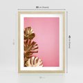 Plakat w ramie 30x40 - Luksusowa Elegancja - złote, liście - rama drewno