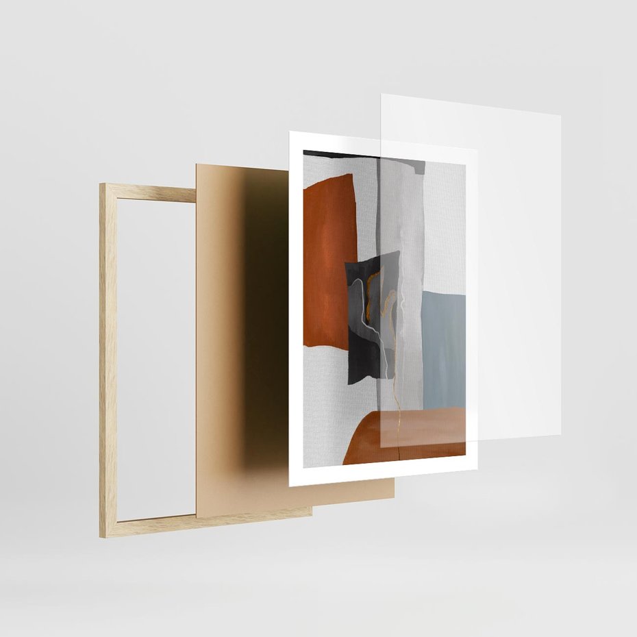 Plakat w ramie 50x70 - Nowoczesna geometria - nowoczesny, geometryczny - rama drewno