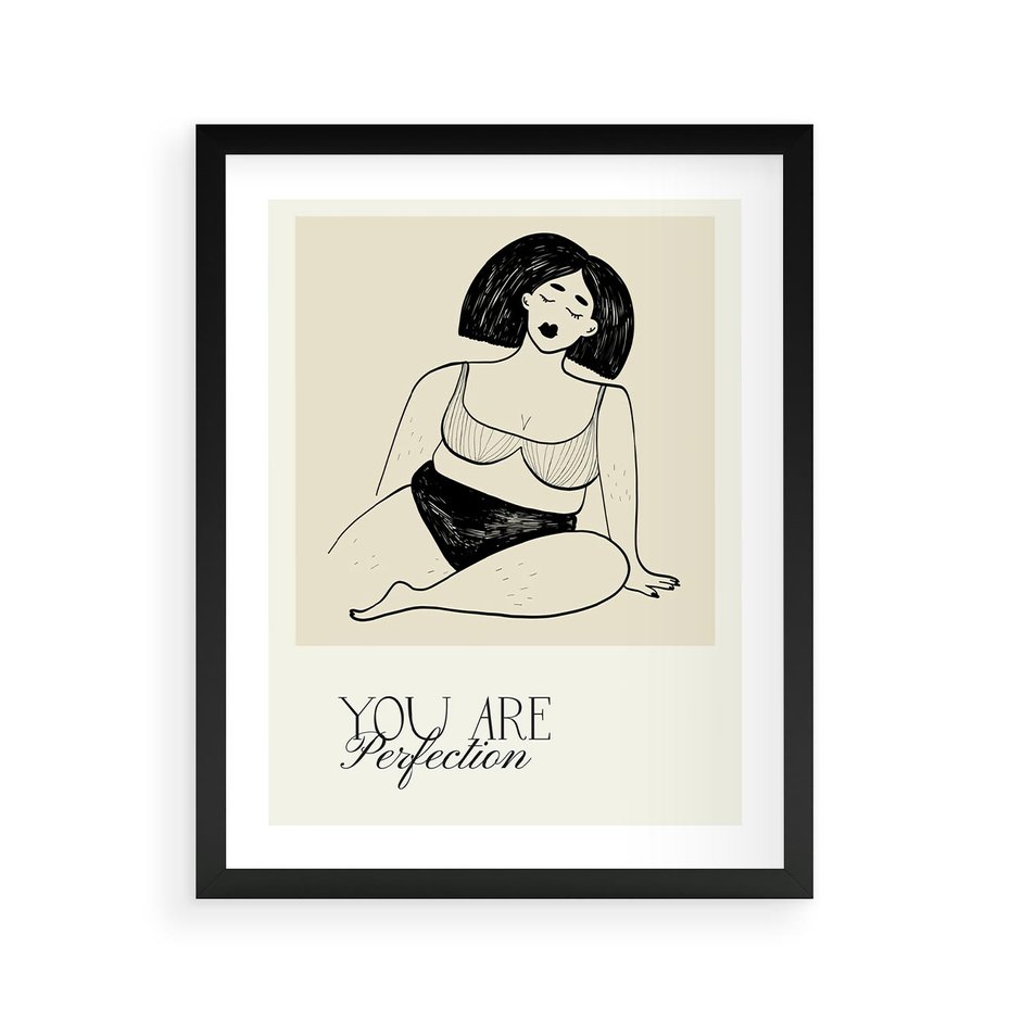 Plakat w ramie 40x50 - Harmonia Kształtów Bez Granic - siła kobiecości, rysunek - rama czarna