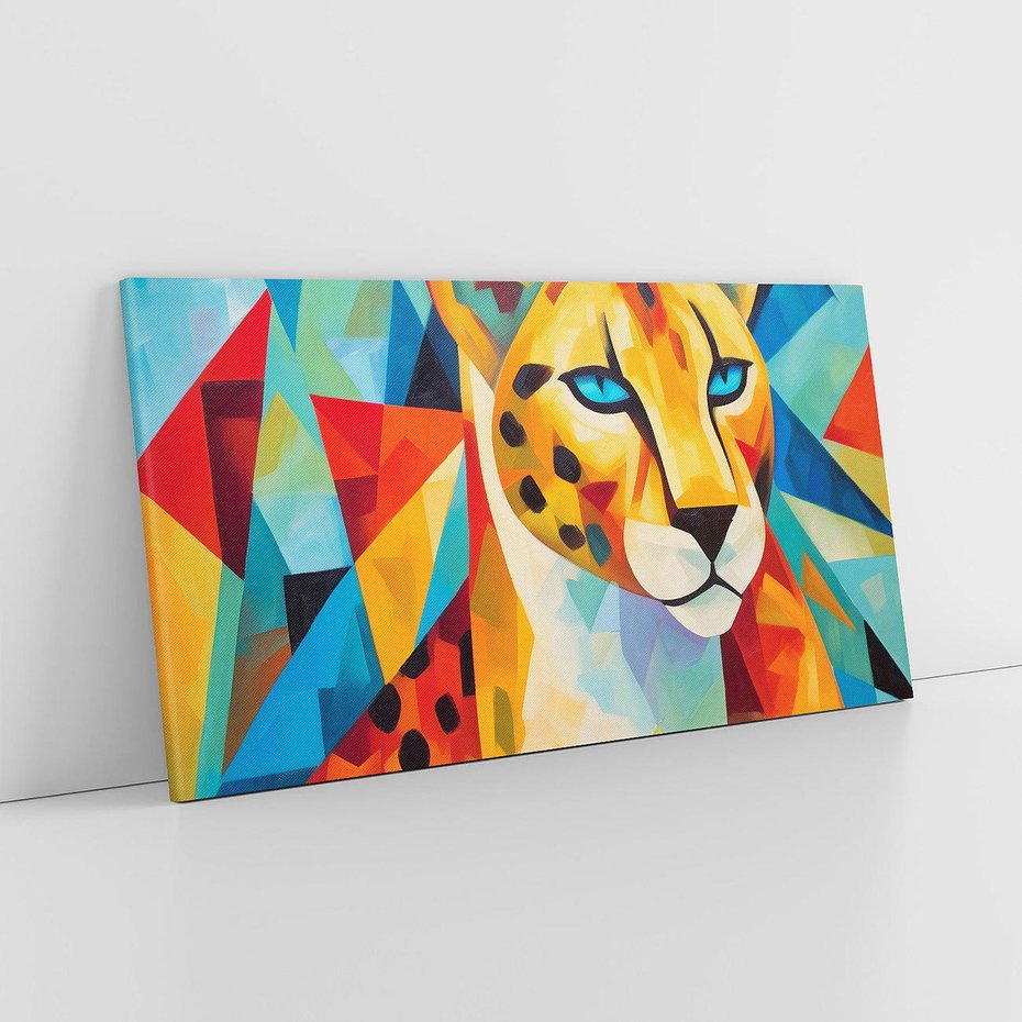 Obraz na płótnie 140x70 - Dzikie Piękno - abstrakcyjny portret geparda, intensywne kolory