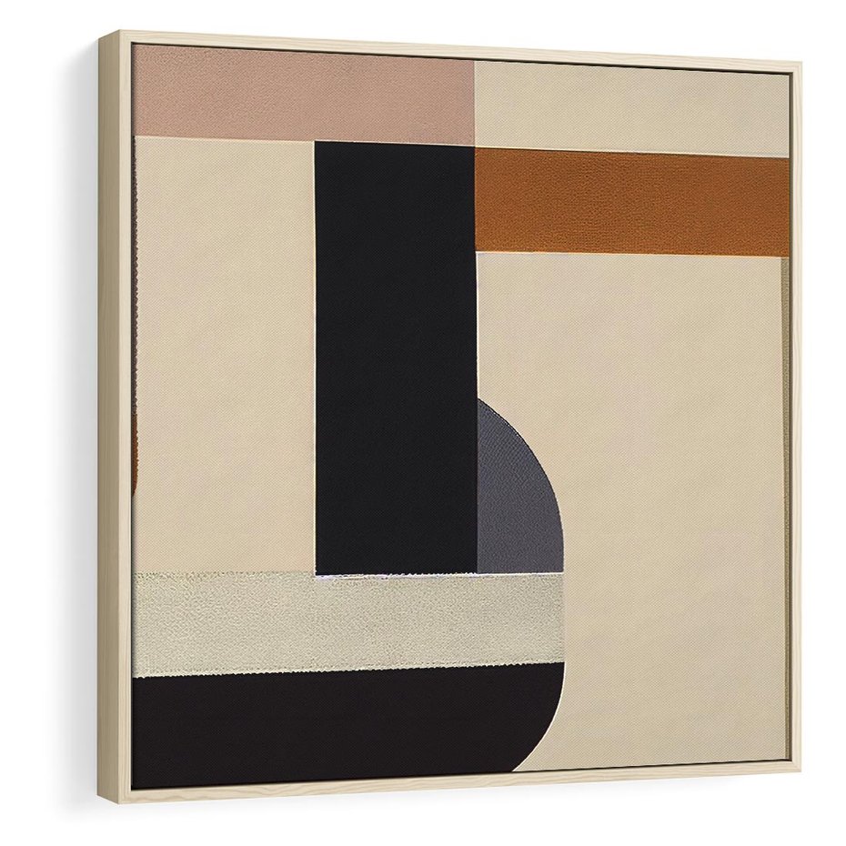 Obraz w ramie 80x80 - Nowoczesne Brązy - geometryszne pasy, nowoczesny styl - rama drewno