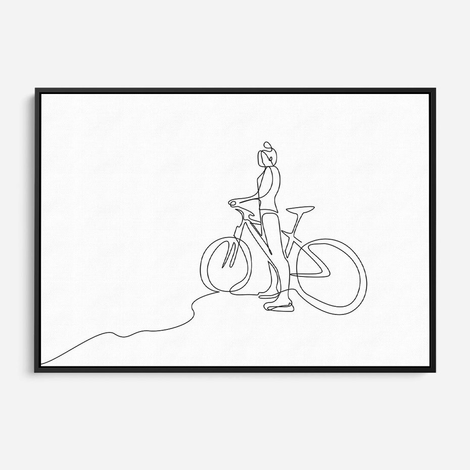 Obraz w ramie 70x50 - Minimalistyczna Przejażdżka - szkic, minimalizm - rama czarna