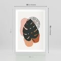 Plakat w ramie 50x70 - Minimalizm w Liściach Monstery: Plamy i Kropki - minimalizm, monstera plamy - rama biała