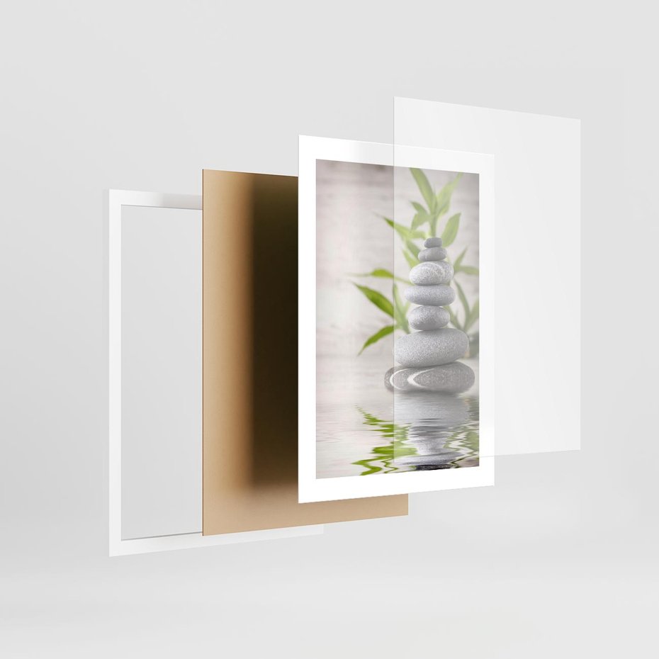 Plakat w ramie 30x40 - Spa kamienie: naturalne piękno - spa, kamienie - rama biała