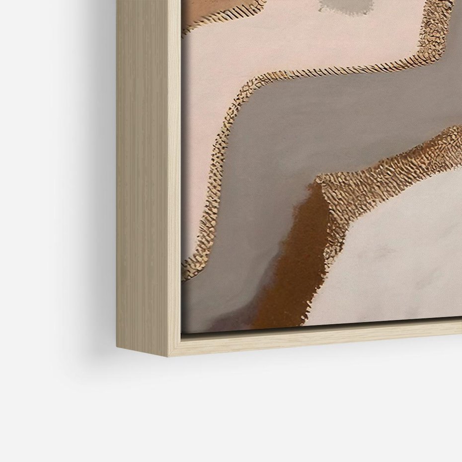Obraz w ramie 120x80 - Płynne Fale - abstrakcja, neutralne kolory - rama drewno